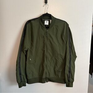 Adidas Green Bomber Jacket with Ribbed Cuffs